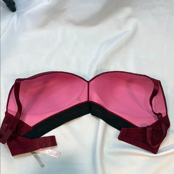 PINK Victoria's Secret Wear Everywhere, Burgundy Lace Animal Print Bra, 36DD - Picture 5 of 10
